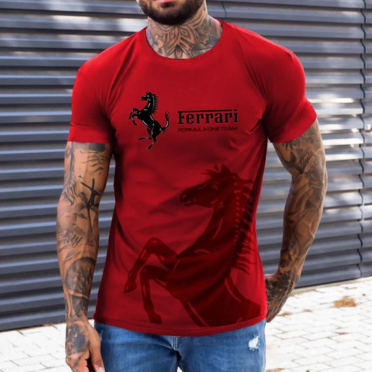 Fashionable Racing Print Casual T-shirt