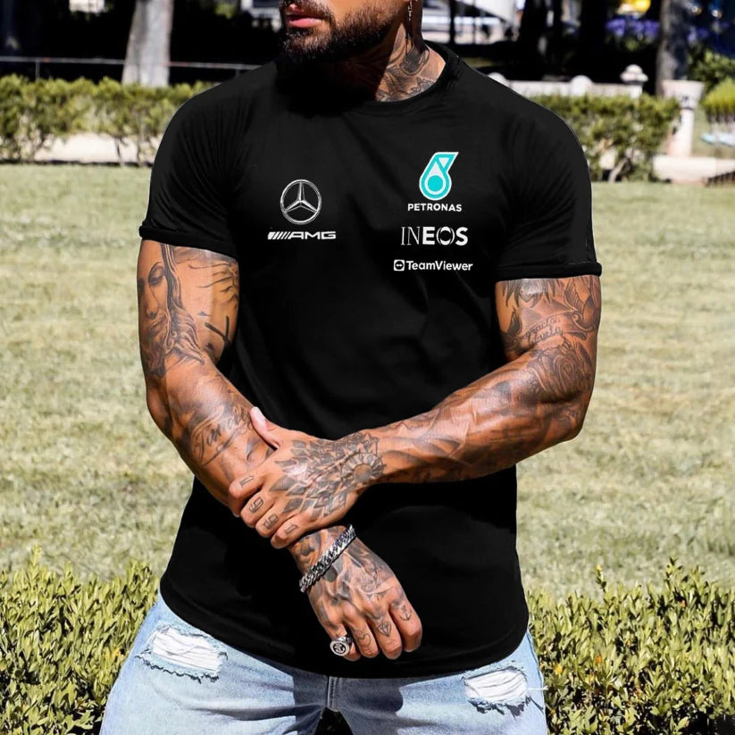 Men's Casual Racing Print Tight Fit T-Shirt