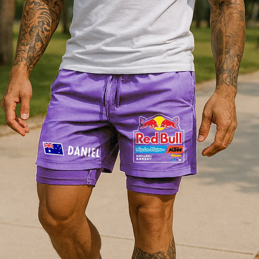 Men's Double Layer Shorts Sporty Car Graphic For Active Lifestyles For Casual Summer Wear