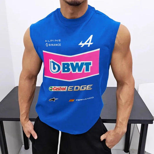 Mens Racing Club Team Casual Print Sleeveless Tank