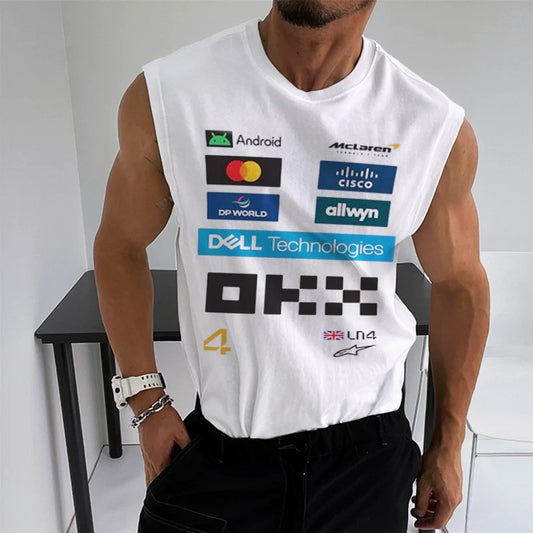 Men's Racing Club Team Print Casual Fitness Sleeveless Tank