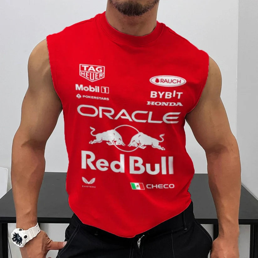 Mens Racing Club Team Casual Print Gym Sleeveless Tank