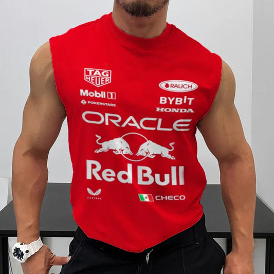 Mens Racing Club Team Casual Print Gym Sleeveless Tank